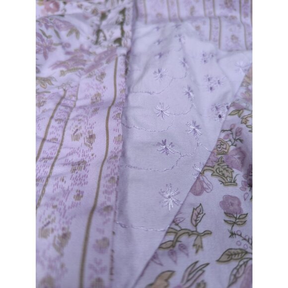 Vintage Denim & Co Size M Womens Lavender Floral Cotton Button Down Shirt - Picture 3 of 9